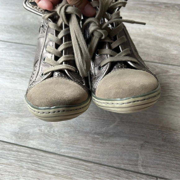 Tamaris  Trend Champagne Perforated Nubuck Leather Fold Over Heeled Sneaker - Picture 6 of 16